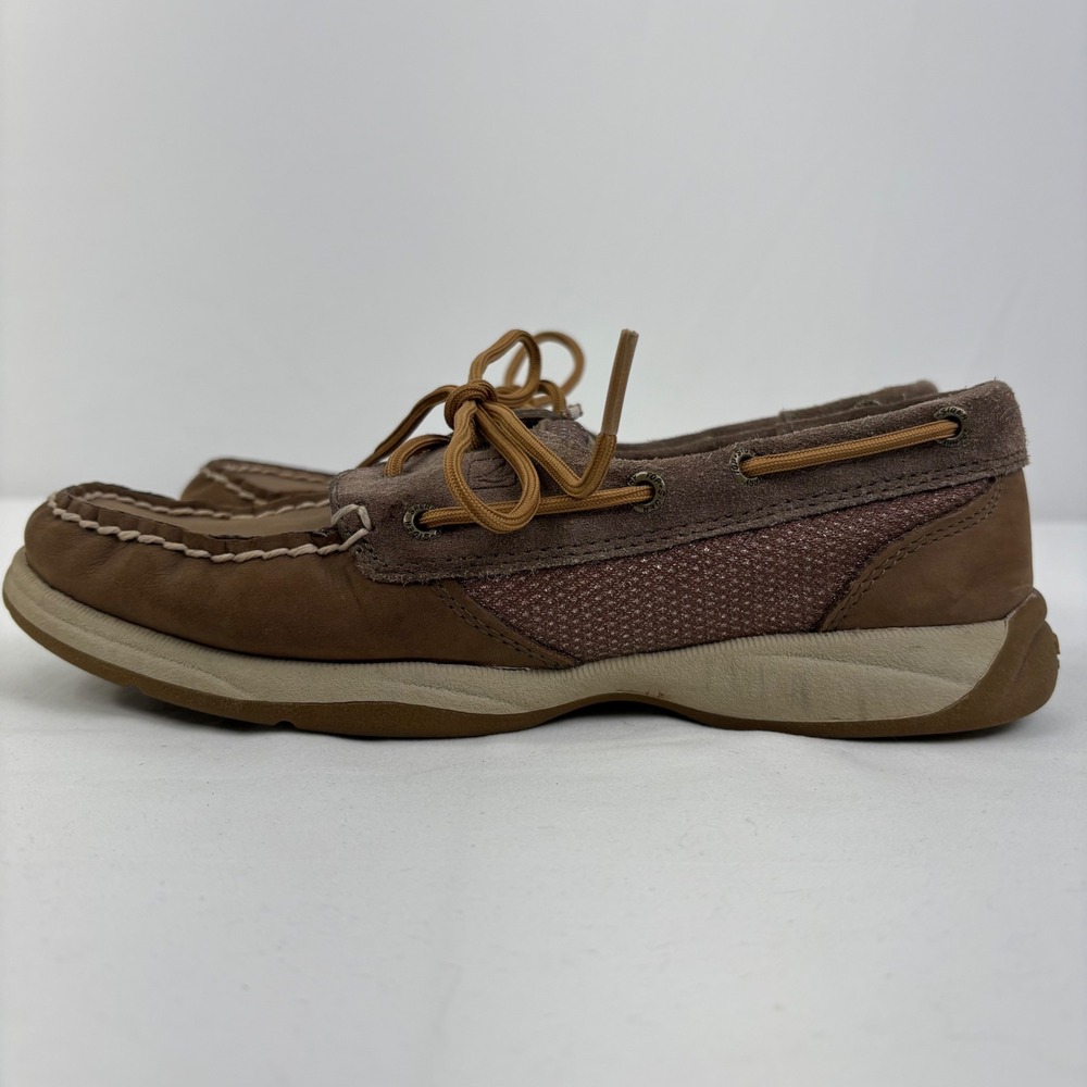 Sperry Top-Sider Intrepid Glitter Brown Leather Boat Shoes STS92459‎ Women's 6.5